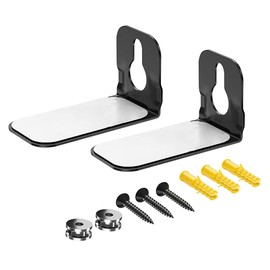 2Pcs Black Sound Bar Brackets with Screws, Speaker Accessories, Wall Mounting Soundbar Holder Kit for Home and Cinema(A)