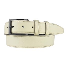 Mix Your Beauty Men's Leather Domed Belt - 35 mm - Made in Italy - Can Be Shortened, beige, 115 - 130 cm