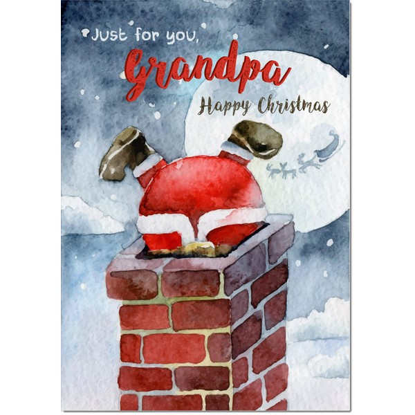 doodlecards Grandpa Christmas Card Santa Chimney Medium Size Christmas Card
