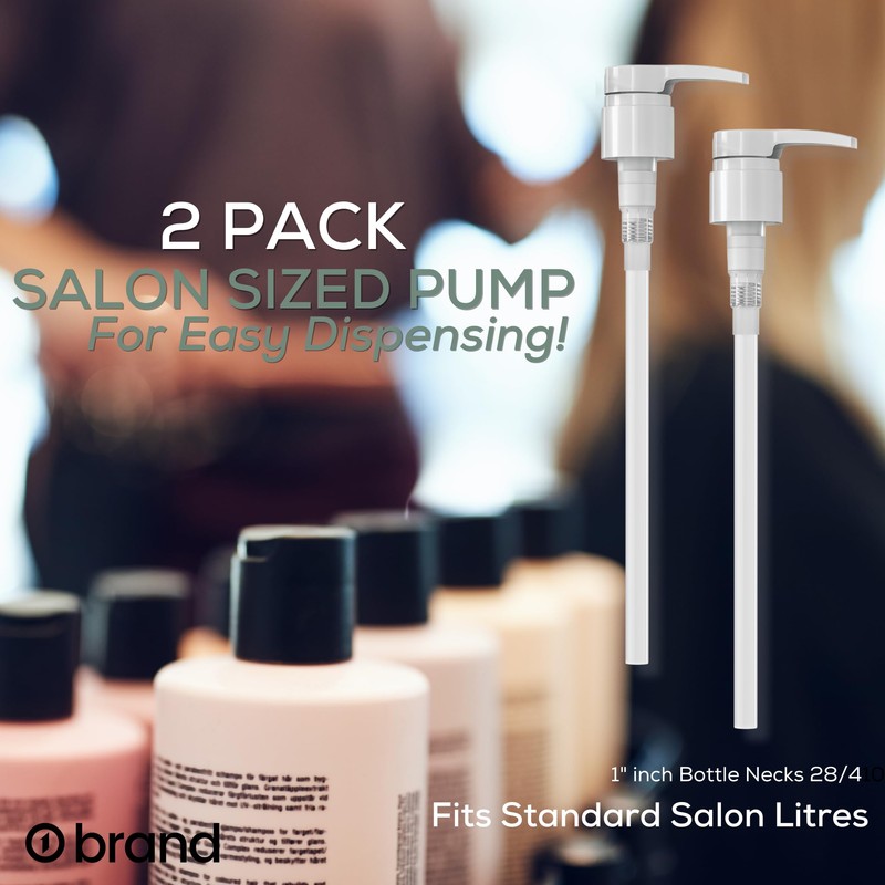 o1brand Universal Shampoo/Conditioner Pumps, 2 Pack, for 1 Liter Bottles,