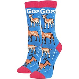 PanPacSight Cute Animal Sock, Penguin, Otter, Goat, Avocado & Dog Sock, Funny Sock for Girl, Goat, 8-13