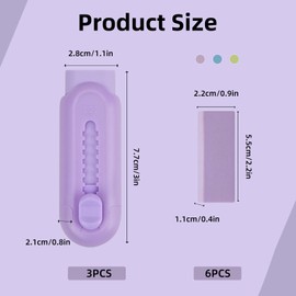 DIYJEP 3 Pcs Retractable Eraser with 6Pcs Replacement Eraser Set, Sliding Rubber Erasers, Cute Stationary Pencil Erasers for Kids Students Writing Drawing Office School Supplies (Pink + Blue + Green)