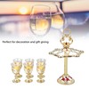 6Pcs Chinese Chalice Retro Style Zinc Alloy Glass Embossed Flower
