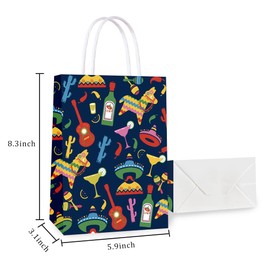 12 Pack Fiesta Gift Bags Cinco De Mayo Birthday Party Favor Bags Mexican Themed Baby Shower Bridal Shower Party Supplies (Color 2)