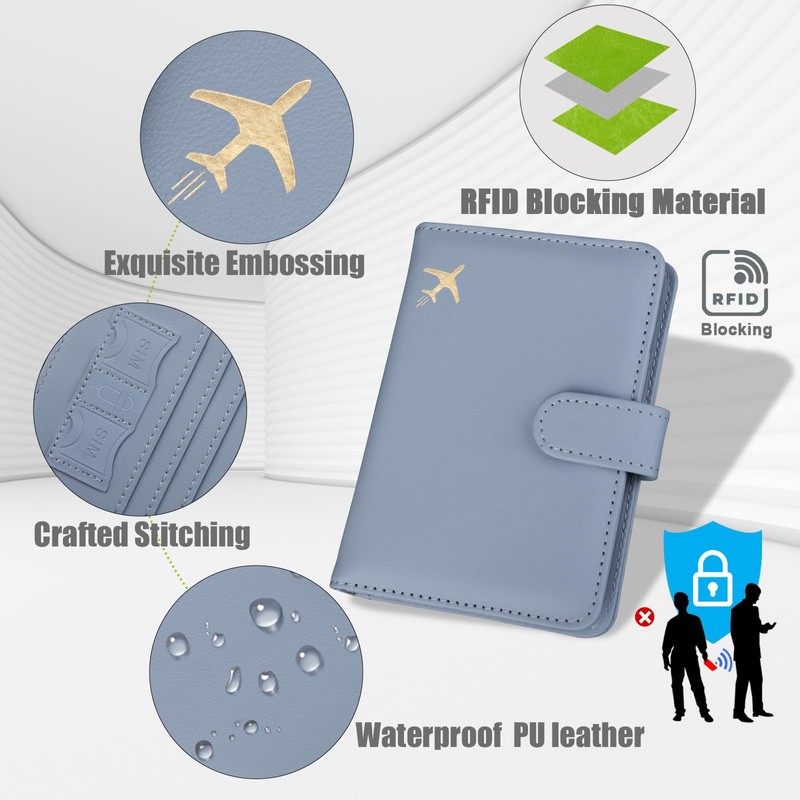 GOAUS Passport Holder for Travel with AirTag Slot Cards Cash