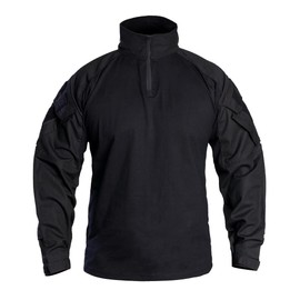 IDOGEAR SPORTS G3 Combat Shirts Men’s Tactical Shirt with Elbow Pads 1/4 Zipper Collar 2 Pockets Long Sleeves BDU Top for Airsoft Military Outdoor Clothing (Black, Medium)