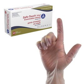 Dynarex Safe-Touch Vinyl Disposable Exam Gloves, Powder-Free, Food Safety and Compliance, Ambidextrous, Clear, Small, 1 Box of 100 Safe-Touch Vinyl Disposable Exam Gloves