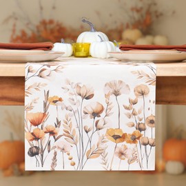 PurpleEssences Fall Table Runner Collection - 100% Cotton - 13x72 Inch - Autumn Table Runner for Fall Harvest & Farmhouse Seasonal Table Décor with Festive Charm - Autumn Bloom