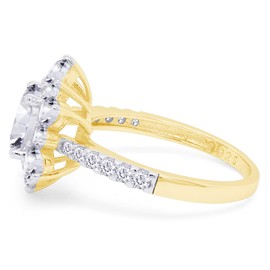 SAVEARTH DIAMONDS Center 1.20ct 7MM G-H Color Round Cut Lab Created Moissanite Diamond Cluster Engagement Ring In 14k Yellow Gold Over Sterling Silver Jewelry For Women Size-7