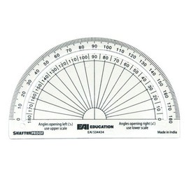EAI Education 4" ShatterProof Separated Scale Protractor: Clear - Set of 10