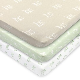 Mini Crib Sheets 3-Pack – Fitted Baby Sheets for Mini Crib, Pack and Play, Portable Crib Mattress | 100% Organic Cotton, Soft, Breathable, Neutral for Baby Boys & Girls (38x24 Inch)