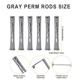 Meigick Perm Rods Set for Short Natural Hair 40Pcs Gray Plastic Cold Wave Rods Hair Curling Rollers Small Size 0.59 Inch For DIY Hairdressing Styling