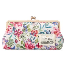 Cyalel Yahata Eyeglass Case with Coin Pouch, Stylish Women's Pocket-Attached, Cute Eyeglass Case, Reading Glasses Holder, Slim, Lightweight, Gift, LC, Flower Pattern, Made in Japan