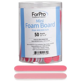 ForPro Pink Mini Foam Board, 400/600 Grit, Double-Sided Manicure Nail File, 3.5” L x .5” W, 50-Count