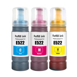SHUOLEI T522 Ink Refill Bottles ET-2800 ET-4800 ET-2400 ET-2803 for E522 Color Ink Compatible ET-2800 ET-4800 ET-2400 ET-2803 ET-2840 ET-2720 ET-4700 ET-4810 Printer 3Pack CMY