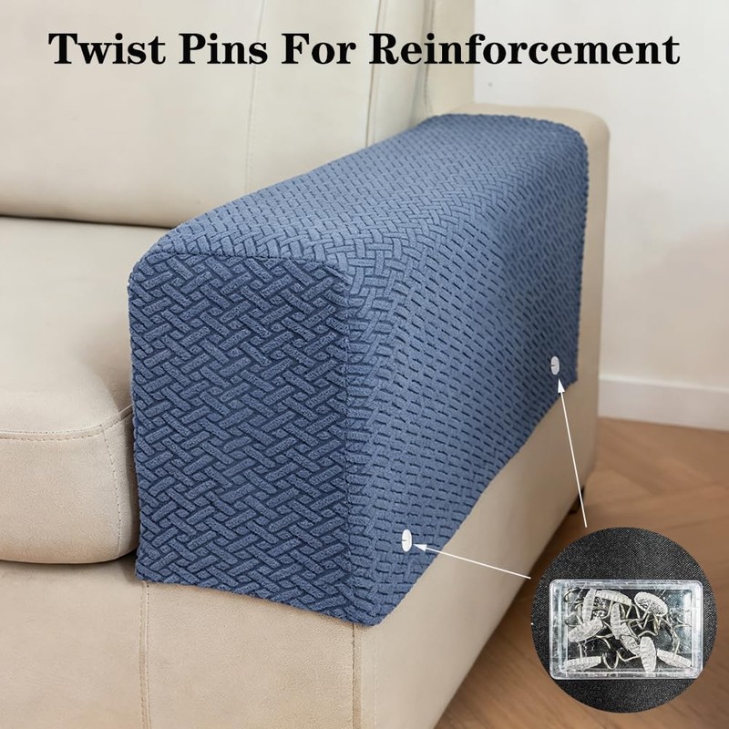 Stretch Armrest Covers,Set of 2 Polyester Fabric Armchair with Twist