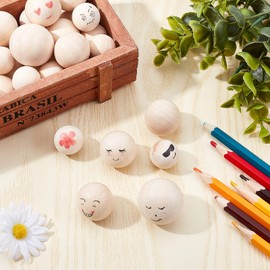 PH PandaHall 53 pcs 3 Sizes Wood Craft Balls, 20mm 25mm 30mm Round Unfinished Natural Wooden Craft Ball for Nose DIY Projects Arts Craft Supplies Christmas Decoration, NO HOLE