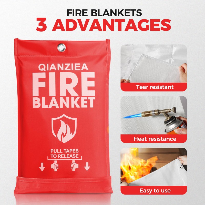 QIANZIEA Emergency Fire Blanket,4 Pack,40"x40" Fire Blankets for Home and