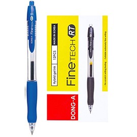 DONG-A Fine-Tech RT, Gel Ink Roller Ball Pens, 0.3mm, Retractable (12-Pack, Blue) by Dong-A