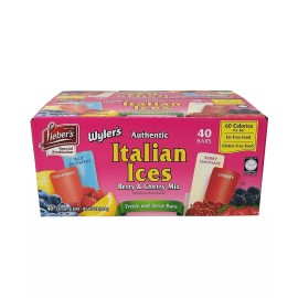 Wyler's Freeze Pop Italian Ices Berry And Cherry Mix, 40 Count (Pack of 2)