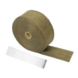 HSUYUN Hitzeschutzband Auspuff, 50 mm x 5 m Auspuffbandage, Titanfarben Auspuff Hitzeschutzband, mit Metallkabelbindern Motorrad Auspuffisolierung - für Befestigung von Autowärmeisolierungen