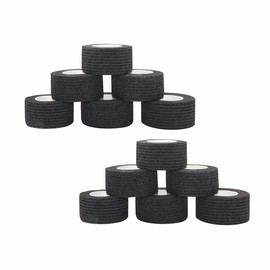 MINGYUE伸縮包帯 弾性包帯 テーピングテープ 自己粘着性 2.5cm×12rolls 手で切れる(ブラック)