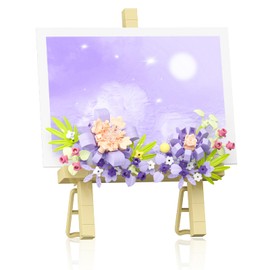 Vilbocr Mini Flower Building Bouquet Set, Block Easel for Desk Decorations and Message Stickers. Flower Building Toys Building Blocks Flower (Purple 357 Pieces)