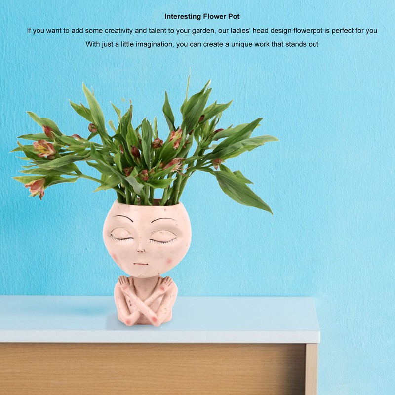 Face Head Planter Succulent Plant Flower Pot Resin Container Face