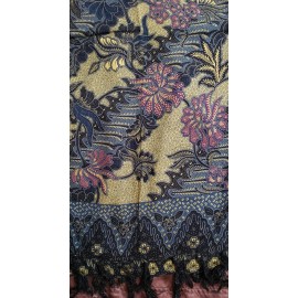 WRAP, SCARF, Tablecloth,  (FLORAL), Traditional, GOLD Multi, Rayon, 66" Bali