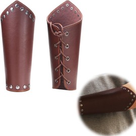 Vokowin 1PCS Leather Gauntlet Wristband Medieval Armor Wrist Guard Adjustable Bracers Viking Wrist Band Guards Arm Guard Archery Buckle Bracers Unisex Leather Cuffs Armband Jewelry (K283-2)