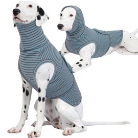 ROZKITCH Calming Hoodie for Dogs, Dog Sweatshirts for Medium Dogs with Hoodie Soft Ears Cover Wrap, Anti Itch Pet Shirt for Fireworks Travel Vet Visit, Anxiety Vest BlueStripe M