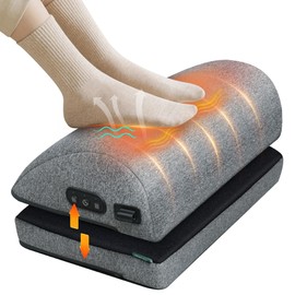 Snailax Heated Foot Rest Under Desk at Work, Ergonomic Footrest with Vibrating Massage and Adjustable Height, Foot Warmer, 3 Vibration Modes & 2 Heating Levels,Memory Foam,Office Home Gaming