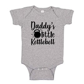The Shirt Den Daddy's Little Kettlebell Gym Baby One Piece NB Athletic Heather