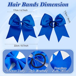 SHELEMB Bow Hair Ties, Silky Satin Hair Bows Big Hair Bows for Women Hair Ribbons Bowknot Aesthetic Hair Accessorie - Navy Blue