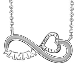 LOVORDS 925/1000 Sterling Silver Infinity Heart Pendant Necklace for Lovers Gift for Mother, Mother, Grandma, Daughter, Crystal, Cubic Zirconia, Crystal, Cubic Zirconia