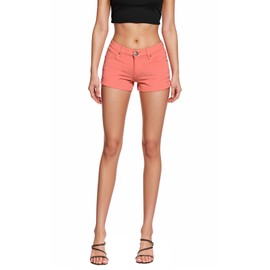 Hybrid & Company Womens Super Comfy 3 inch Inseam Butt Lifting Stretch Twill/Denim Shorts SH43303X Coral 22