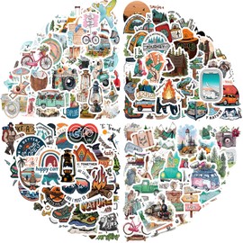 200 Pcs Outdoor Travel Stickers for Kids Teens Adults, Waterproof Hiking Adventure Camping Scrapbooking Luggage Water Bottle Decals for Laptops Bicycles Notebooks Guitar Helmets Cars