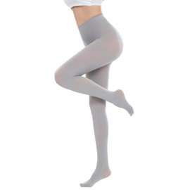 CozyWow Women's 80D Soft Solid Color Semi Opaque Footed Tights High Waist Womens Tights Grey 2XL-3XL