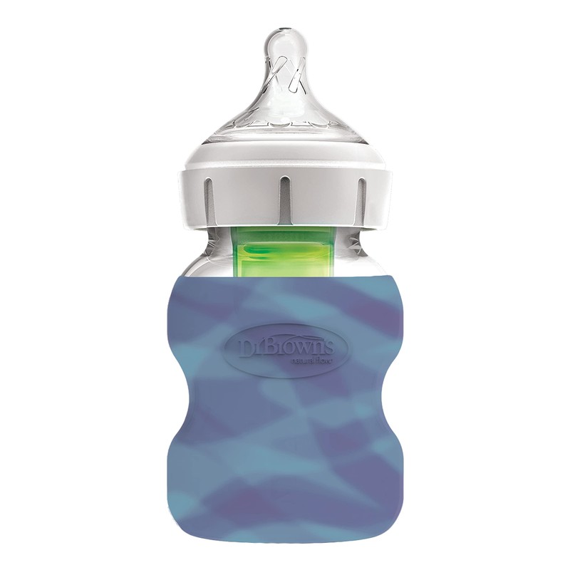Dr. Brown's Options+ Wide-Neck Glass Bottle Sleeve, 100% Silicone, Glow-in-the-Dark,