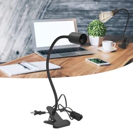 Milltrip E27/E26 Clip Desk Lamp Light Socket, Desk Light Adapter Eye 360 ° Flexible Gooseneck Clip Light Bulb Holder for Desk Office Clamp Light Bulb Stand with On/Off Switch(#1)