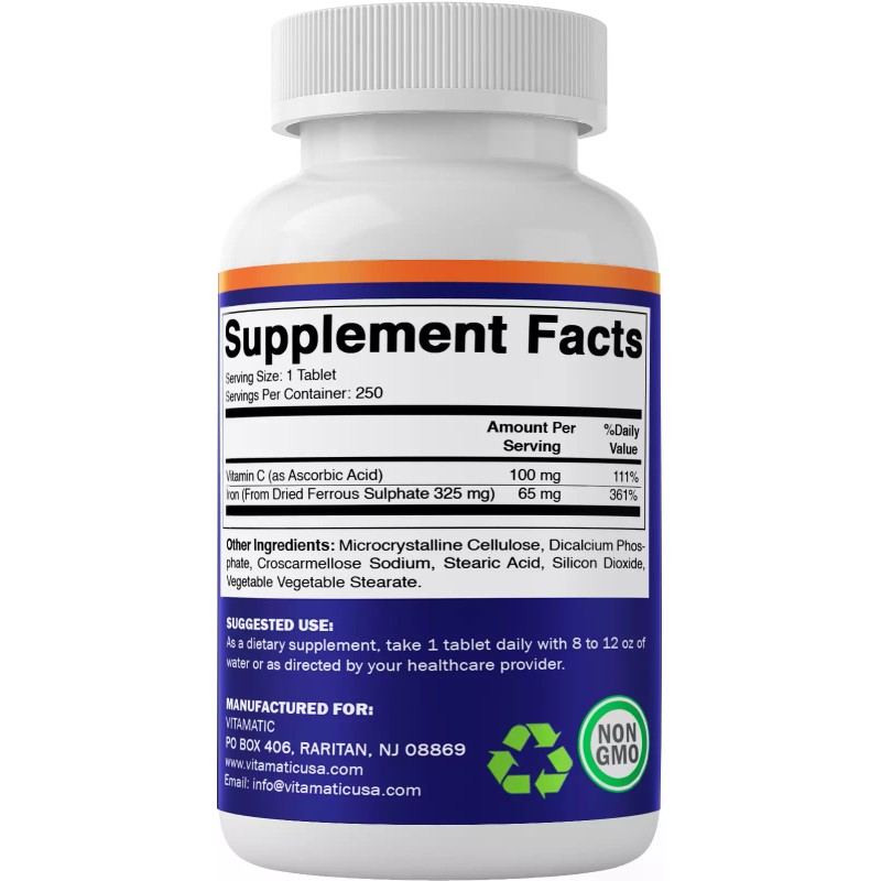 Vitamatic Ferrous Sulphate 325 mg + Vitamin C 100 mg-
