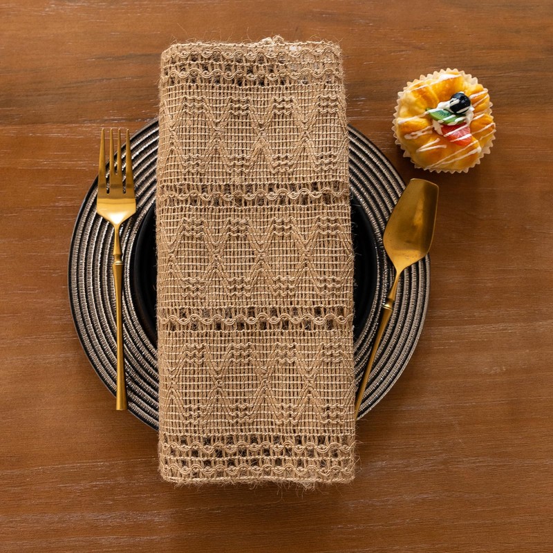 Fecialy Boho Table Runner Farmhouse Burlap Table Runners Woven Macrame