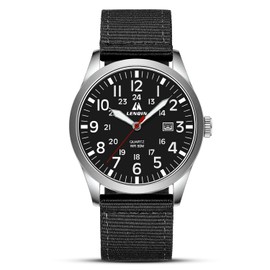 LN LENQIN Mens Watches Military Watch Field Watch Analog Quartz Watches for Men Waterproof Wrist Watches with Date Nylon Band Army Tactical Sports Watch