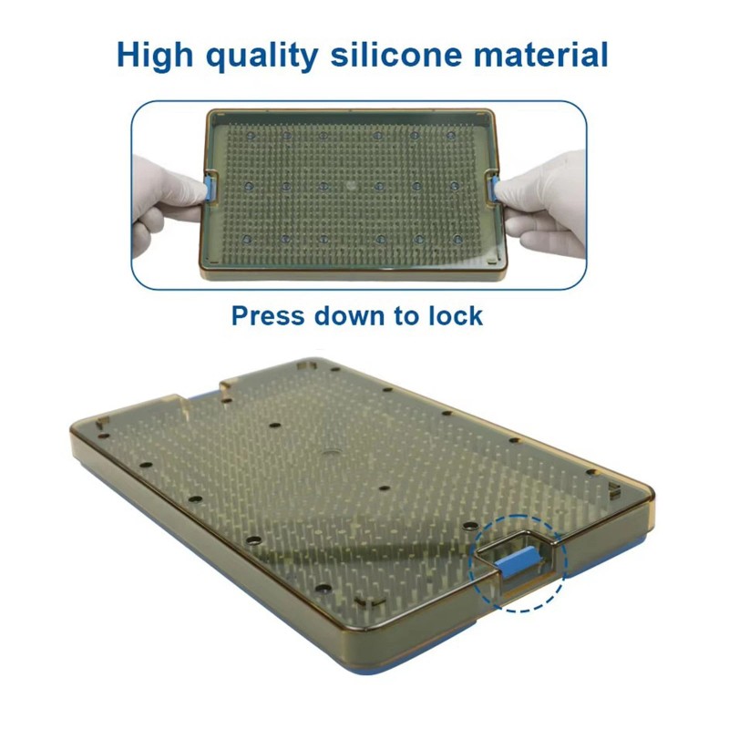 Eustoma Large Size Dental Silicone Sterilization Tray Case Single Layer
