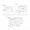 3 x Bamboo Storage Baskets, Fabric Cover, Shelf Basket, Rectangular,