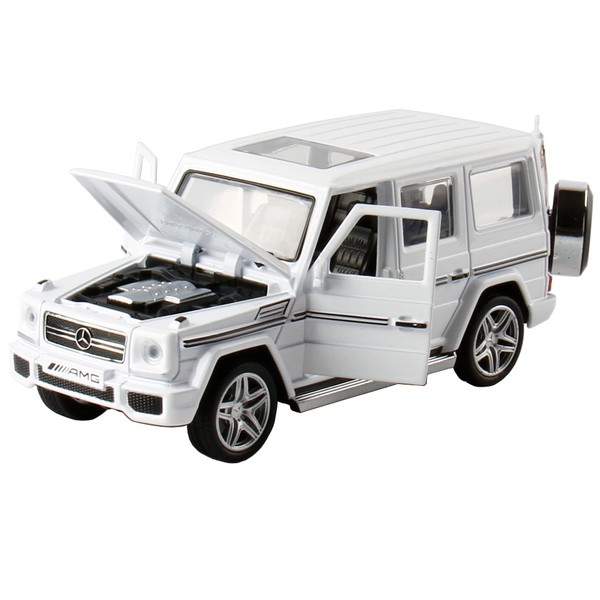 iLooboo Alloy Collectible White Benz G65 AMG Toy Vehicle Pull Back Die-Cast Car Model with Lights and Sound