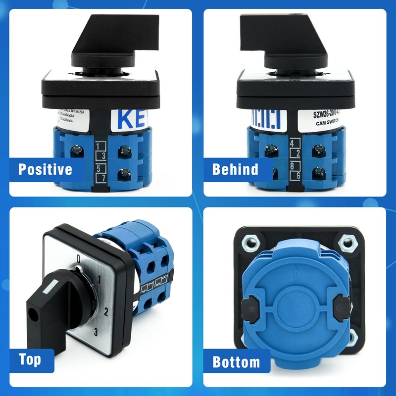 KEYMOO 20A Rotary Changeover Switch, 5 Position 8 Terminals, 4-Way
