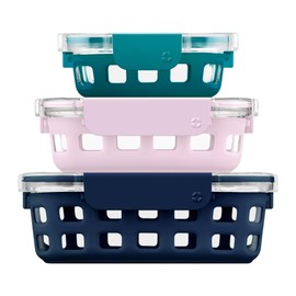 Ello Duraglass Mixed Meal Prep Sets Leak-Proof Glass Food Storage Containers with Silicone Sleeves and Airtight BPA-Free Lids, Dishwasher, Microwave, and Freezer Safe