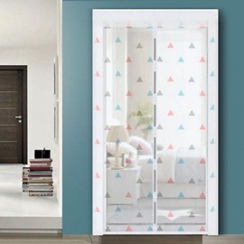 120x210cm Magnetic Screen Door for Entryways & Balconies (Tri-Color Triangle Pattern 120x210cm)