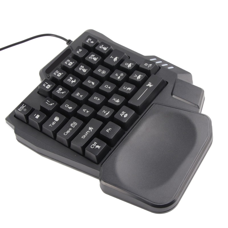 One Handed Gaming Keyboard 35 Keys Waterproof Wide Palm Rest